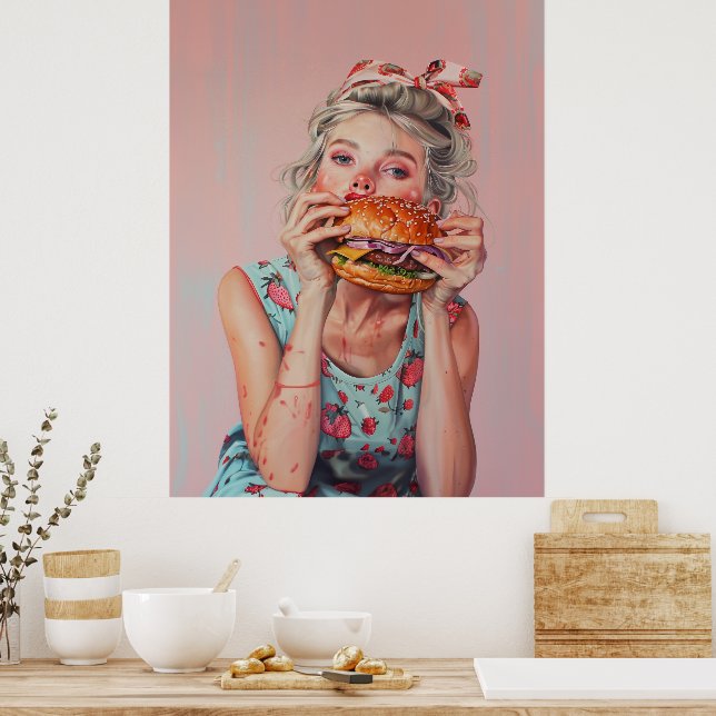 Burger Girl Poster (Kitchen)