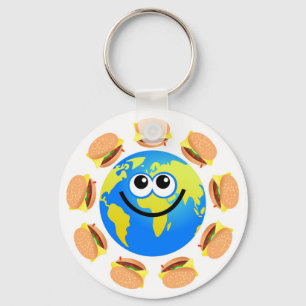 Burger Globe Key Ring
