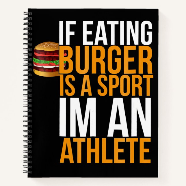 Burger Hamburger BBQ Humour Funny Pun Gift Idea Notebook (Front)