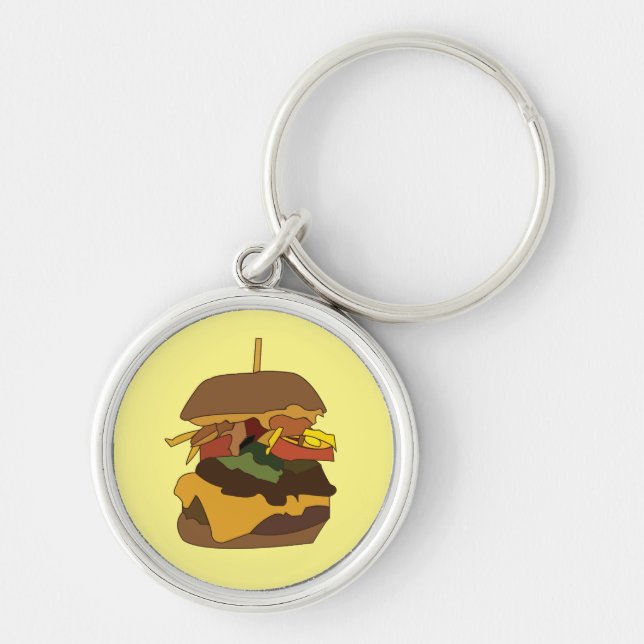 Burger Hamburger Burger Love Illustration     Key Ring (Front)