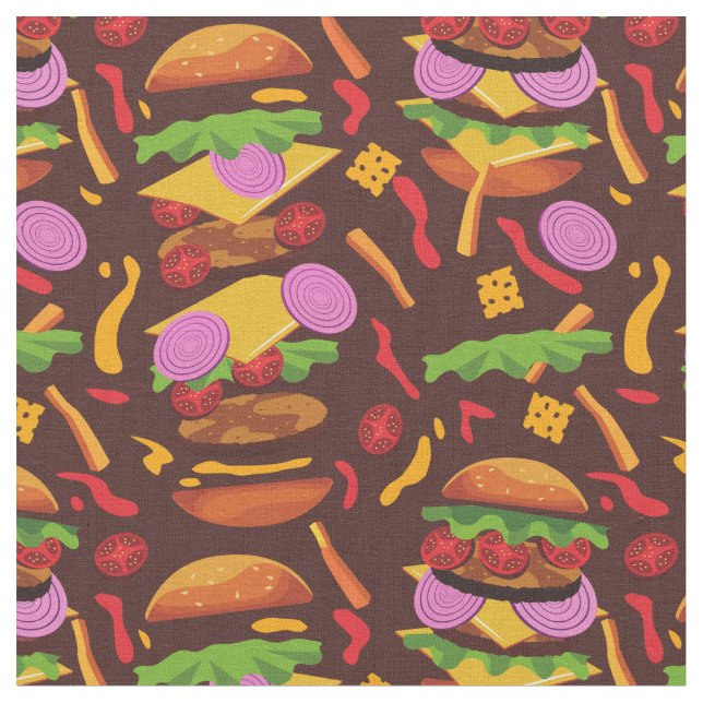 burger hamburger cheeseburger brown fabric (Close Up)