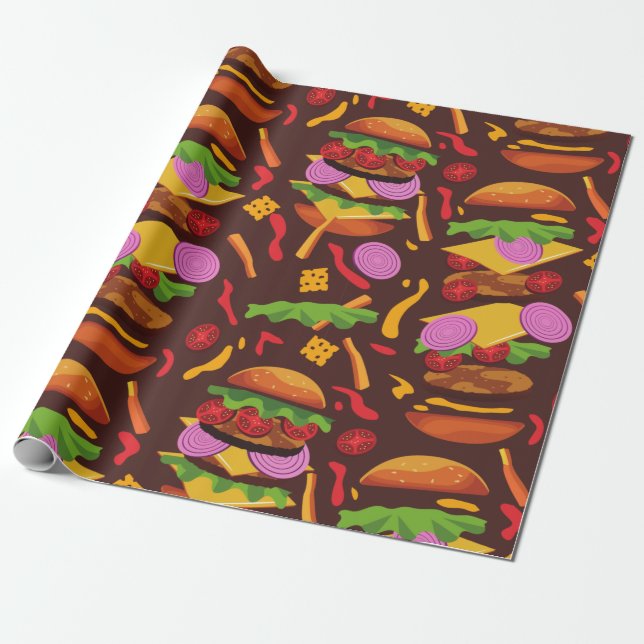 burger hamburger cheeseburger brown wrapping paper (Unrolled)