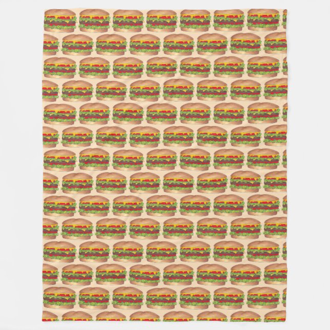 Burger Hamburger Cheeseburger Fast Food Foodie Fleece Blanket (Front)