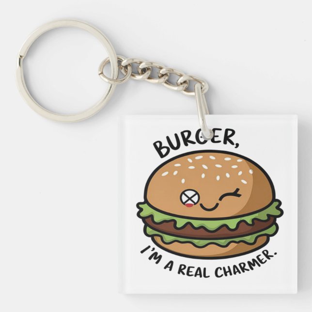 Burger I'm A Real Charmer Key Ring (Front)