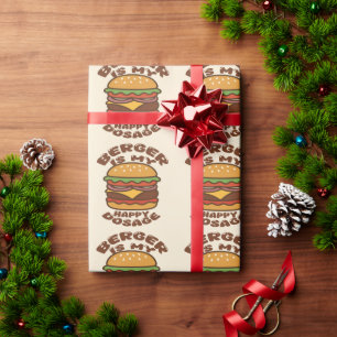 Burger is my happy dosage vintage quote wrapping paper