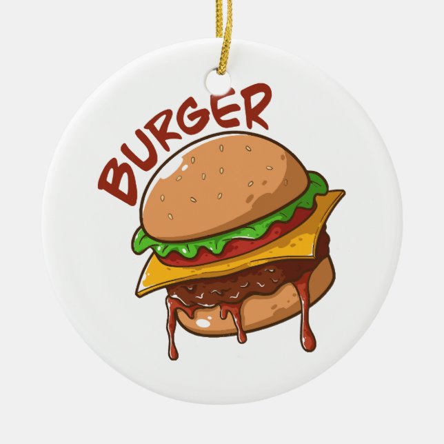 Burger Lovers Ceramic Ornament (Front)