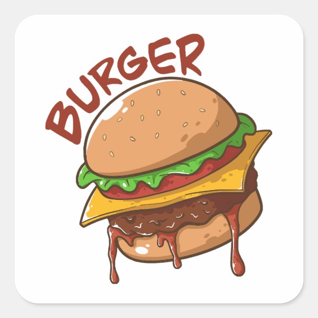 Burger Lovers Square Sticker (Front)