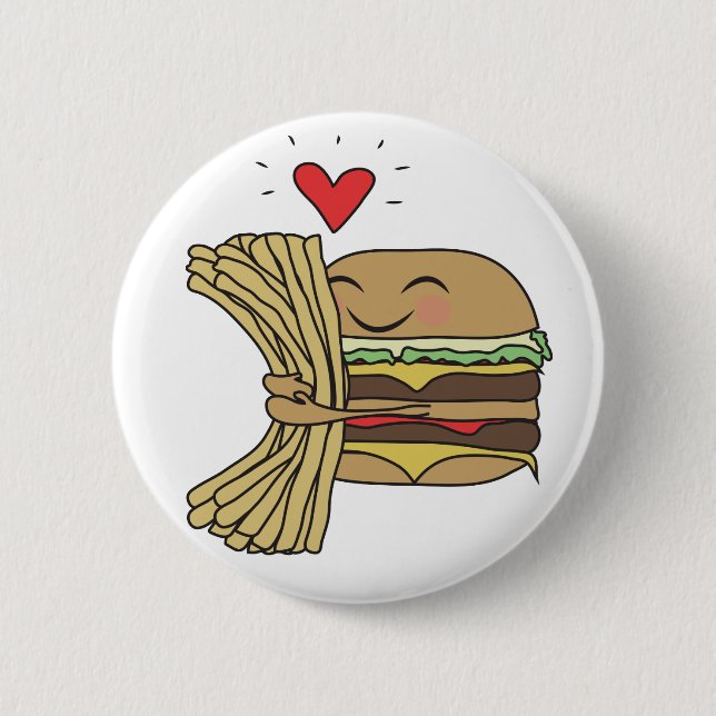 Burger Loves Fries 6 Cm Round Badge (Front)