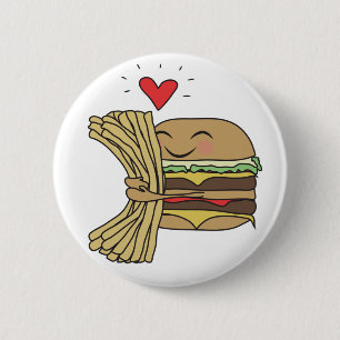 Burger Loves Fries 6 Cm Round Badge