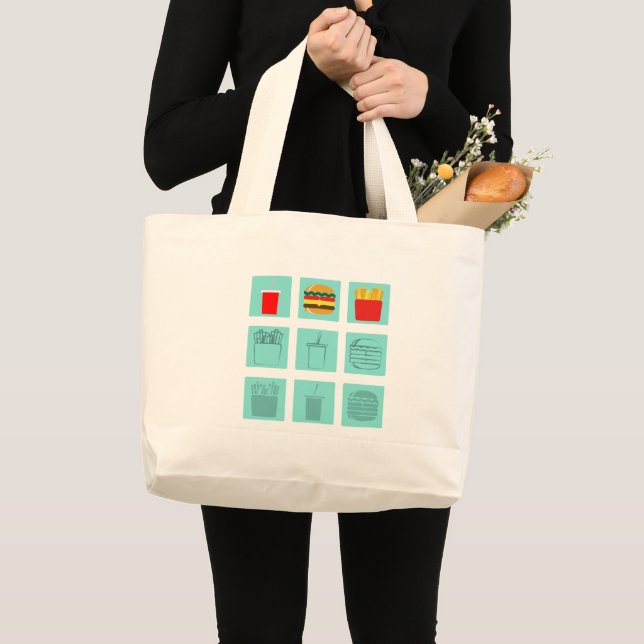 Burger meal set large tote bag (Front (Product))