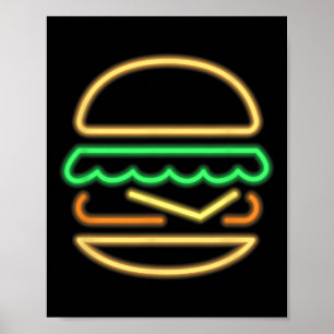 Burger Neon - Style Of A Clic 80s Retro Neon Sign 