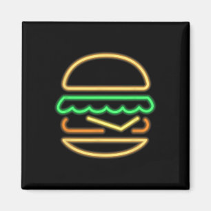 Burger Neon - Style Of A Clic 80s Retro Neon Sign Magnet