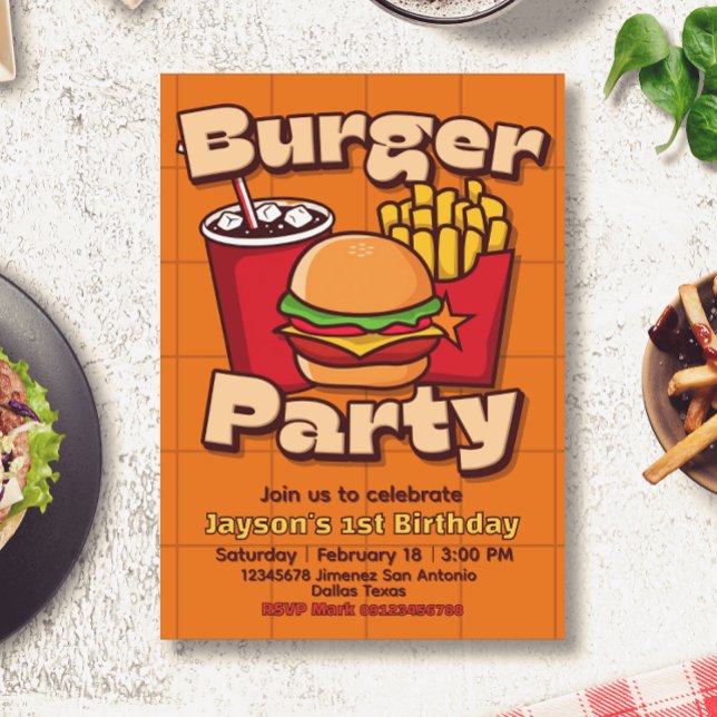 Burger Party Boy Birthday Invitation (Creator Uploaded)