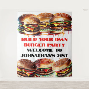Burger party in n out fast food cheeseburgers fun tapestry