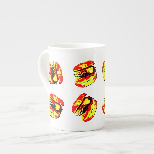 Burger Pattern Bone China Mug (Front Left)