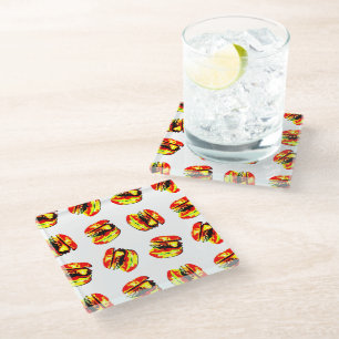 Burger Pattern Glass Coaster