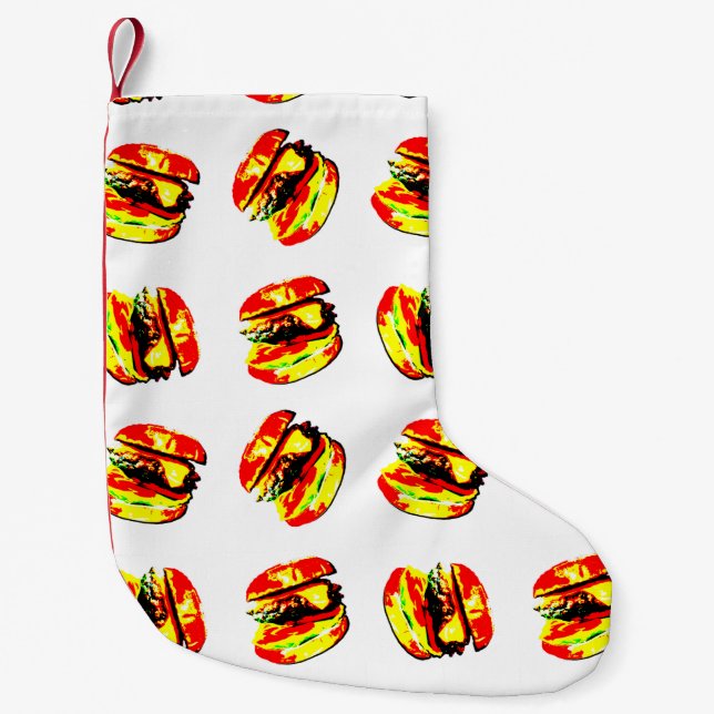 Burger Pattern Small Christmas Stocking (Front)