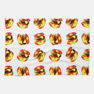 Burger Pattern Tea Towel