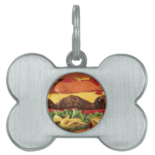 burger pet name tag