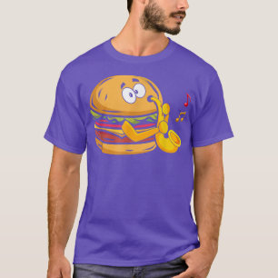 Burger Playing Saxophone, Saxophonist Player Jazz  T-Shirt