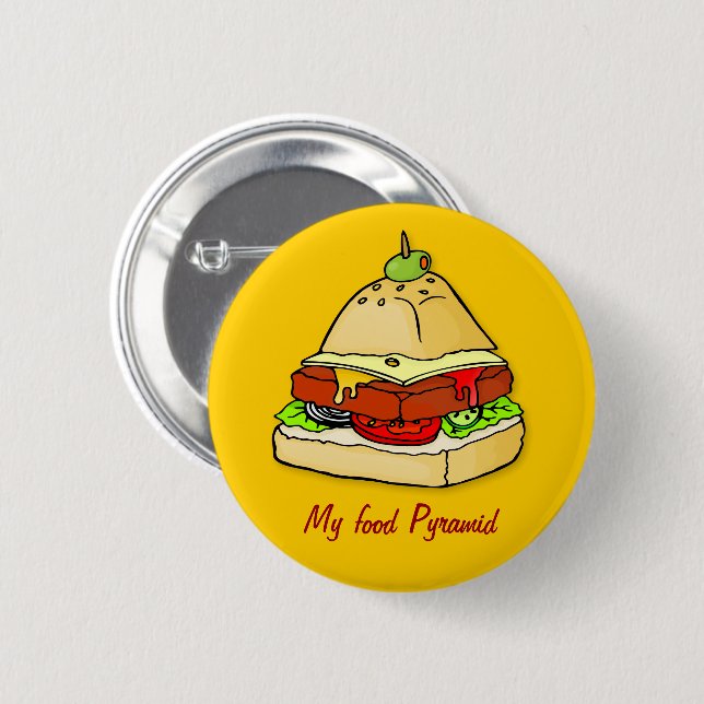 Burger pyramid 6 cm round badge (Front & Back)
