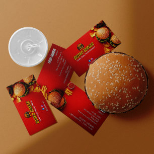 Burger Restaurant Business   Minimalist Bright Red Business Card