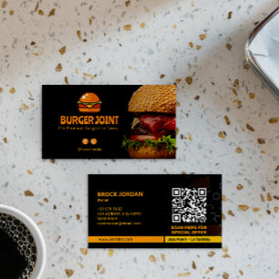 Burger Restaurant Business Minimalist Dark Business Card