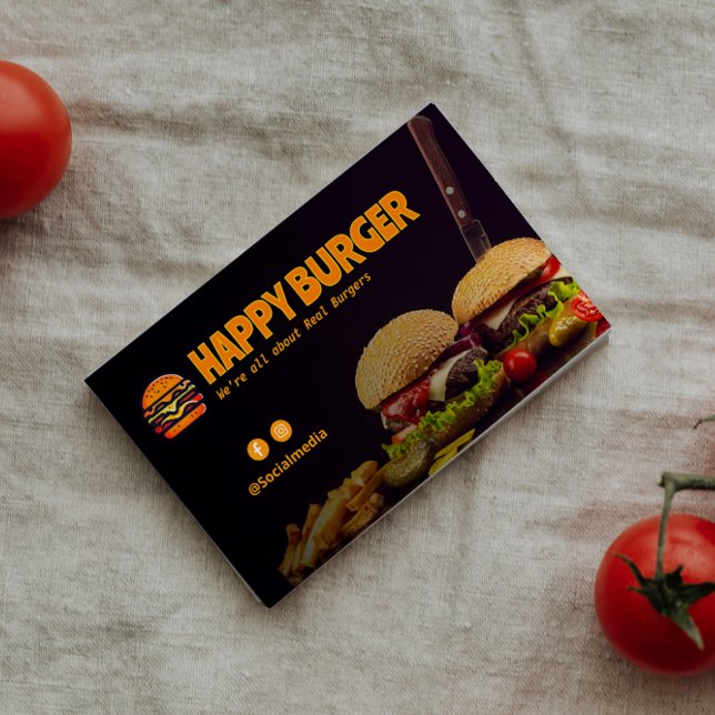 Burger Restaurant Business | Minimalist Dark Business Card (Creator Uploaded)