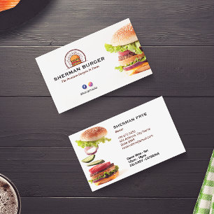 Burger Restaurant Business   Minimalist White Business Card