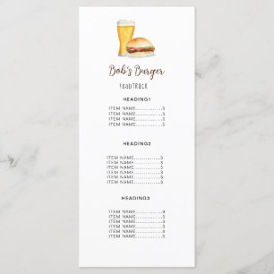 Burger Restaurant/ Food truck Menu Card