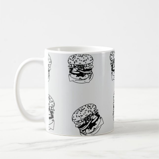 Burger Shop Style Pattern Coffee Mug (Left)