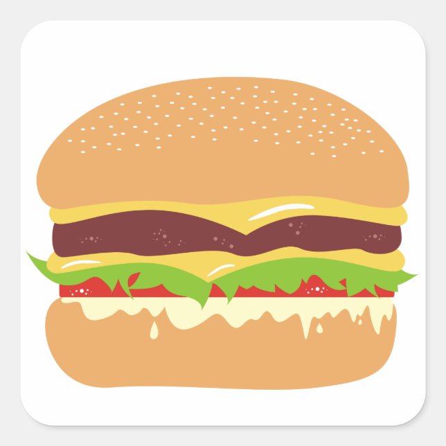 burger square sticker (Front)