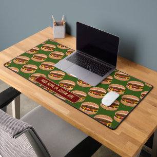 Burger Time - Funny Work Lunch with Custom Caption Desk Mat