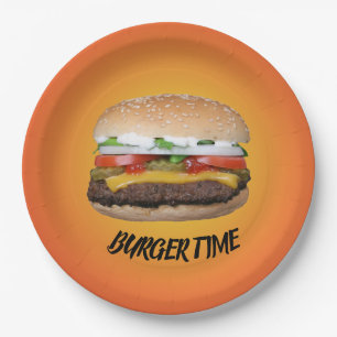 Burger Time Paper Plate