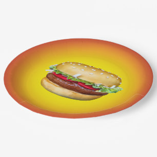 Burger Time Paper Plate