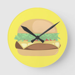 Burger Time! Round Clock