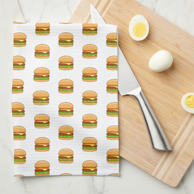 Burger Vector Illustration Tea Towel (Quarter Fold)