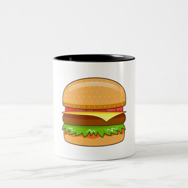 Burger Vector Illustration Two-Tone Coffee Mug (Center)