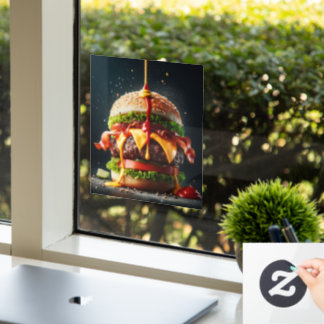 Burger with splashing sauce