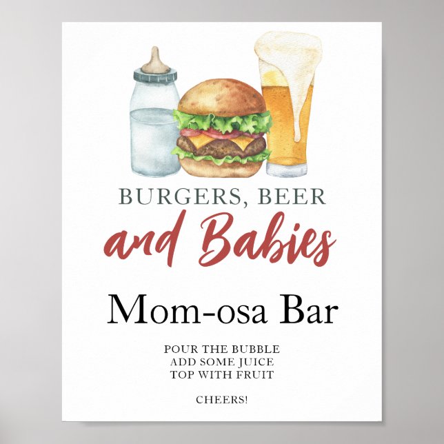 burgers and beer baby shower Momosa bar  Poster (Front)