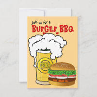 Burgers and Beer Summer Fun Party Invitation