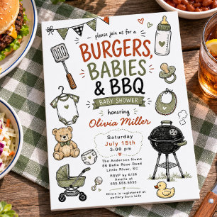 Burgers, Babies & BBQ Baby Shower Invitation