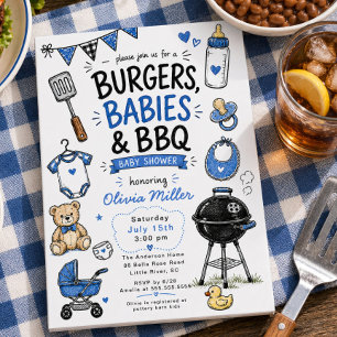 Burgers, Babies & BBQ Baby Shower Invite