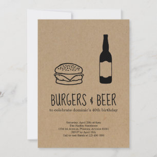 Burgers & Beer Bachelor/Birthday Party Invitation