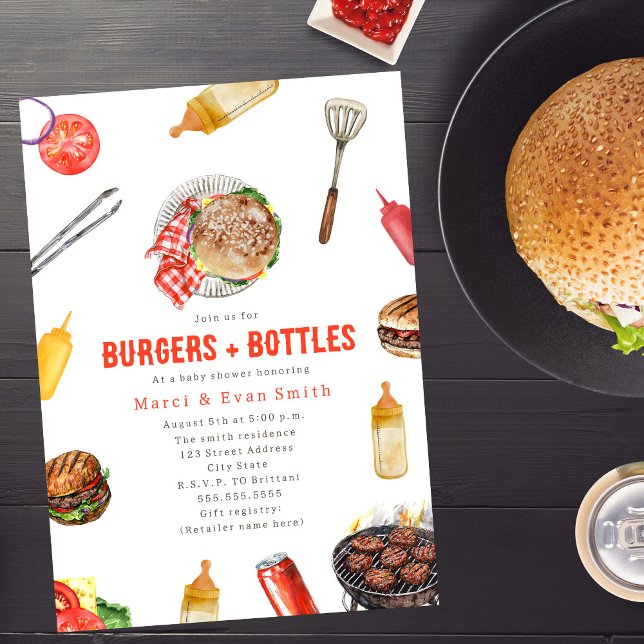 Burgers + Bottles Cookout Neutral Baby Shower  Invitation (Creator Uploaded)