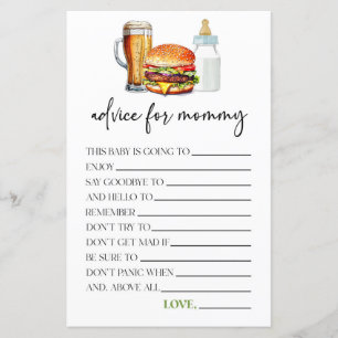 Burgers Brews Advice For Mummy Baby Shower Game