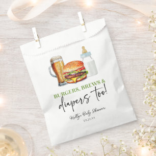 Burgers Brews and Diapers Too! Baby Shower Favour Bag
