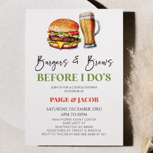 Burgers & Brews Before I Do's Couples Shower Invitation