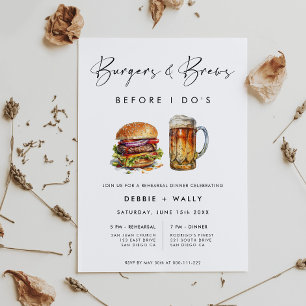 Burgers & Brews Before I Do's Rehearsal Dinner Invitation
