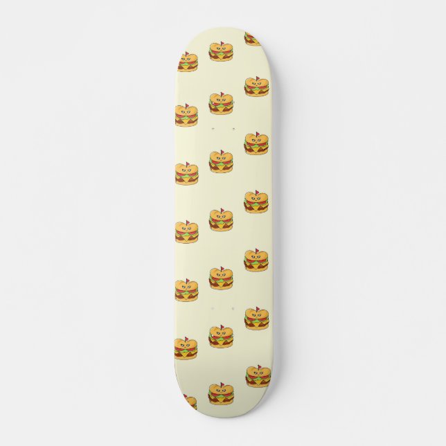 Burgers food character pattern skateboard (Front)